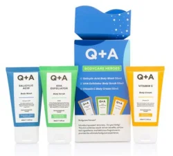 Подарунковий набір для тіла Q+A Bodycare Heroes Gift Set (гель, 50 мл + скраб, 50 мл + крем, 50 мл)