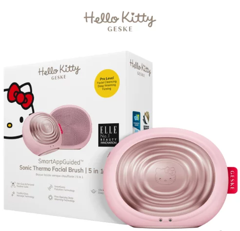Електронна ультразвукова термощітка для обличчя Geske Sonic Thermo Facial Brush 5 в 1 by Hello Kitty HK Pink