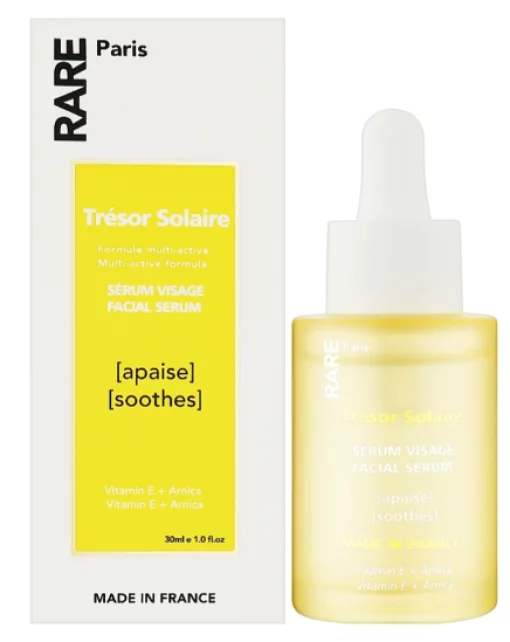Успокаивающая сыворотка для лица с витамином Е и экстрактом арники RARE Paris Tresor Solaire Soothing Face Serum, 30 мл