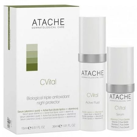 Високоінтенсивний нічний догляд Atache C Vital Biological Triple-Antioxidant Night Protector (fluid30ml + ser/15ml)