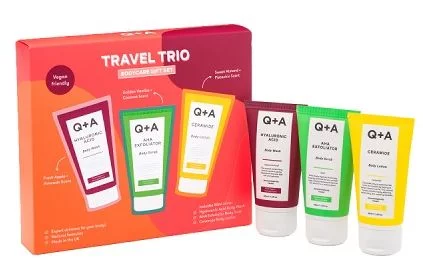 Подарунковий набір для догляду за тілом Q+A Travel Trio