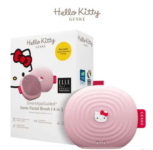 Электронная ультразвуковая щетка для лица GESKE Sonic Facial Brush 4 в 1 Hello Kitty HK Pink