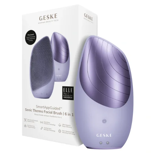 Электронная звуковая термощетка для лица Geske Sonic Thermo Facial Brush 6 в 1 Purple
