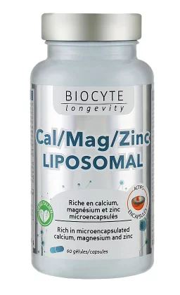 Вітаміни для зміцнення кісток, нервової системи та когнітивної функції Biocyte Longevity Cal/Mag/Zinc Liposomal, 60 шт