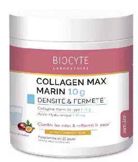 Добавка диетическая,  бустер, морской коллаген 10 г с ГК Biocyte COLLAGEN MAX 10g Marin NEW, 220 гр