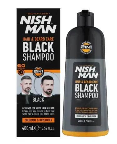Шампунь для маскування сивини Nishman Hair&amp;Beard Care Black Shampoo Bundle, 400 мл