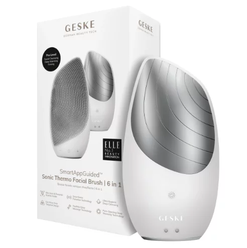 Электронная звуковая термощетка для лица Geske Sonic Thermo Facial Brush 6 в 1 White