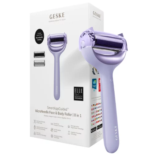 Електронний ролер для обличчя та тіла з мікроголками GESKE MicroNeedle Face&amp;Body Roller 8 в 1 Purple