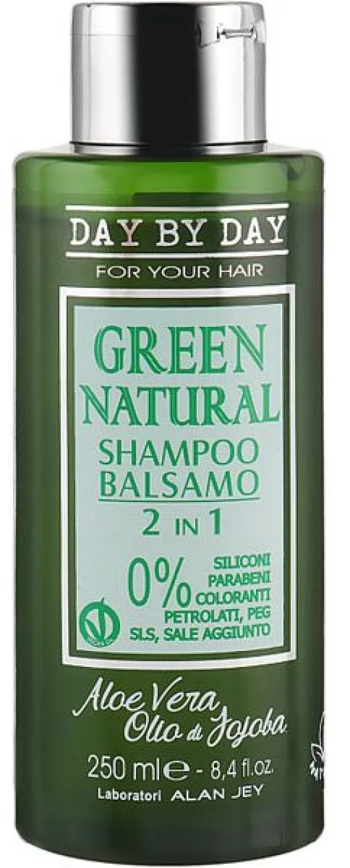 Шампунь-бальзам 2в1 с маслом жожоба и алоэ вера для всех типов волос Alan Jey Green Natural Shampoo-Balsam, 250 мл