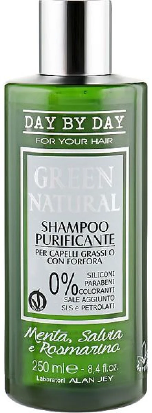 Очищаючий шампунь для жирного волосся та волосся з жирною лупою Alan Jey Green Natural Shampoo Purficante, 250 мл