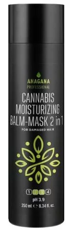 Бальзам-маска 2 в 1 &quot;Зволожуючий з олією канабісу&quot; для тонкого пошкодженого волосся Anagana Professional Cannabis, 250 мл