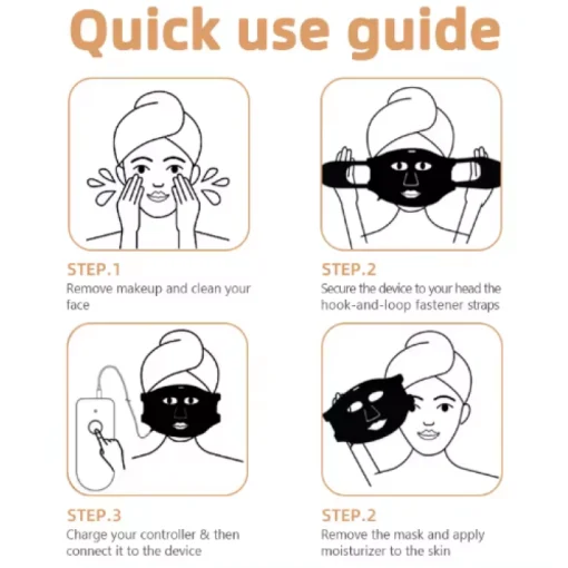 Світлодіодна LED-маска для фототерапії Sillicone LED light Therapy Face Mask  7 спектрів світла 25x33 см