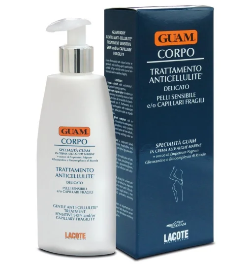 Антицеллюлитный крем для чувствительной кожи и для кожи с хрупкими капиллярами Guam Corpo Trattamento Anticellulite Delicato Pelli Sensibile, 200 мл